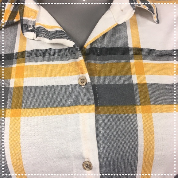 POLLY & ESTHER | Yellow Plaid Sleeveless Shirt NEW - Picture 3 of 8